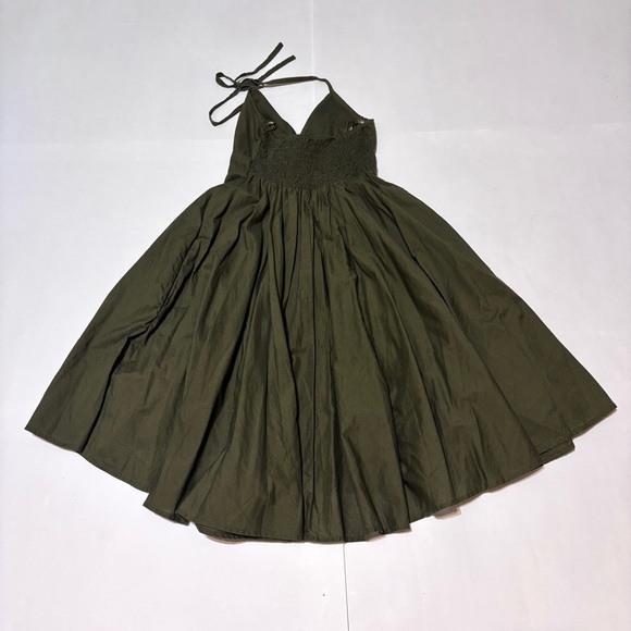 🍁Elegant Olive Green Halter Dress - Picture 7 of 9